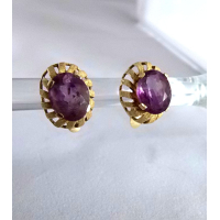 18 krt gouden oorbellen - 10.00 ct Amethist