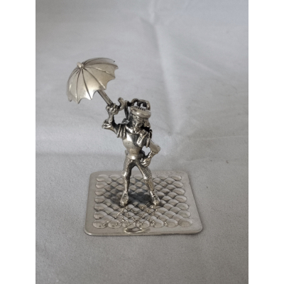 zilveren miniatuur parapluverkoper