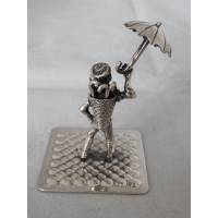 zilveren miniatuur parapluverkoper
