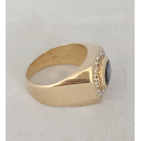 Gouden herenring saffier