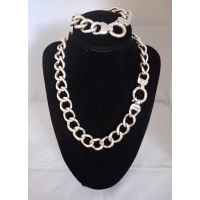Zilveren collier en armband (Gourmetschakel)