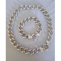 Zilveren collier en armband (Gourmetschakel)