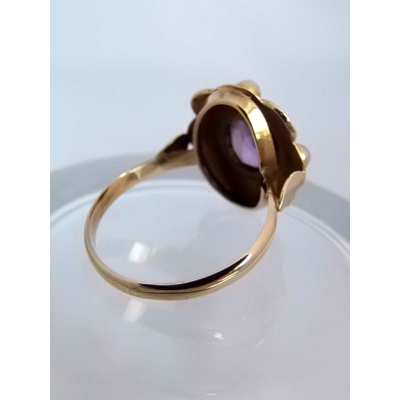 Gouden ring Amethist/parel
