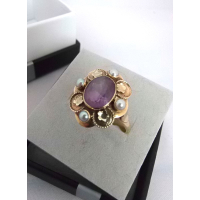 Gouden ring Amethist/parel VERKOCHT