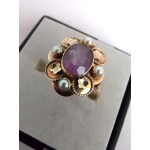 Gouden ring Amethist/parel VERKOCHT