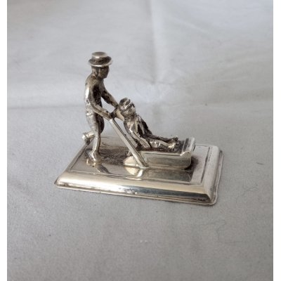 zilveren miniatuur Sleetje rijden